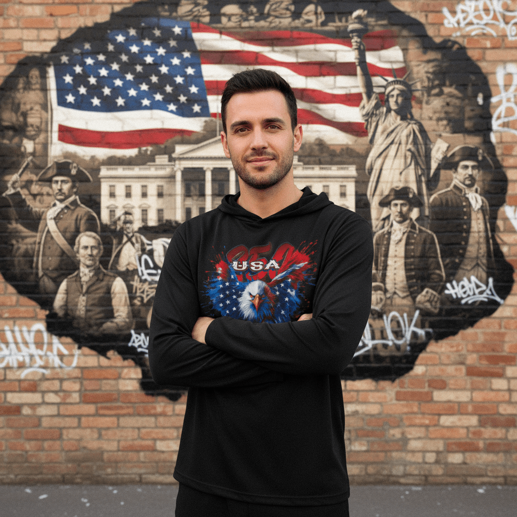US Celebrates 250 Long Sleeve Hooded Tee - WTP EAGLE - US Celebrates 250