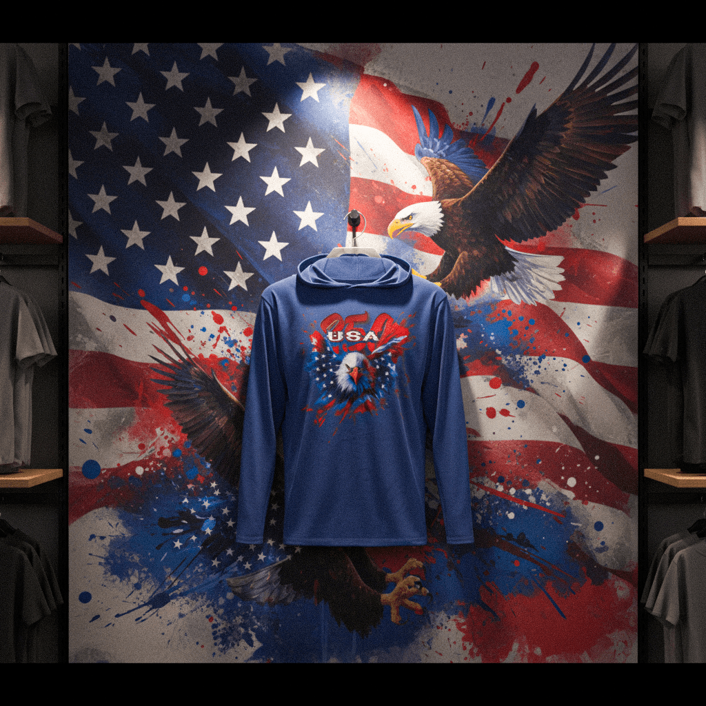 US Celebrates 250 Long Sleeve Hooded Tee - WTP EAGLE - US Celebrates 250