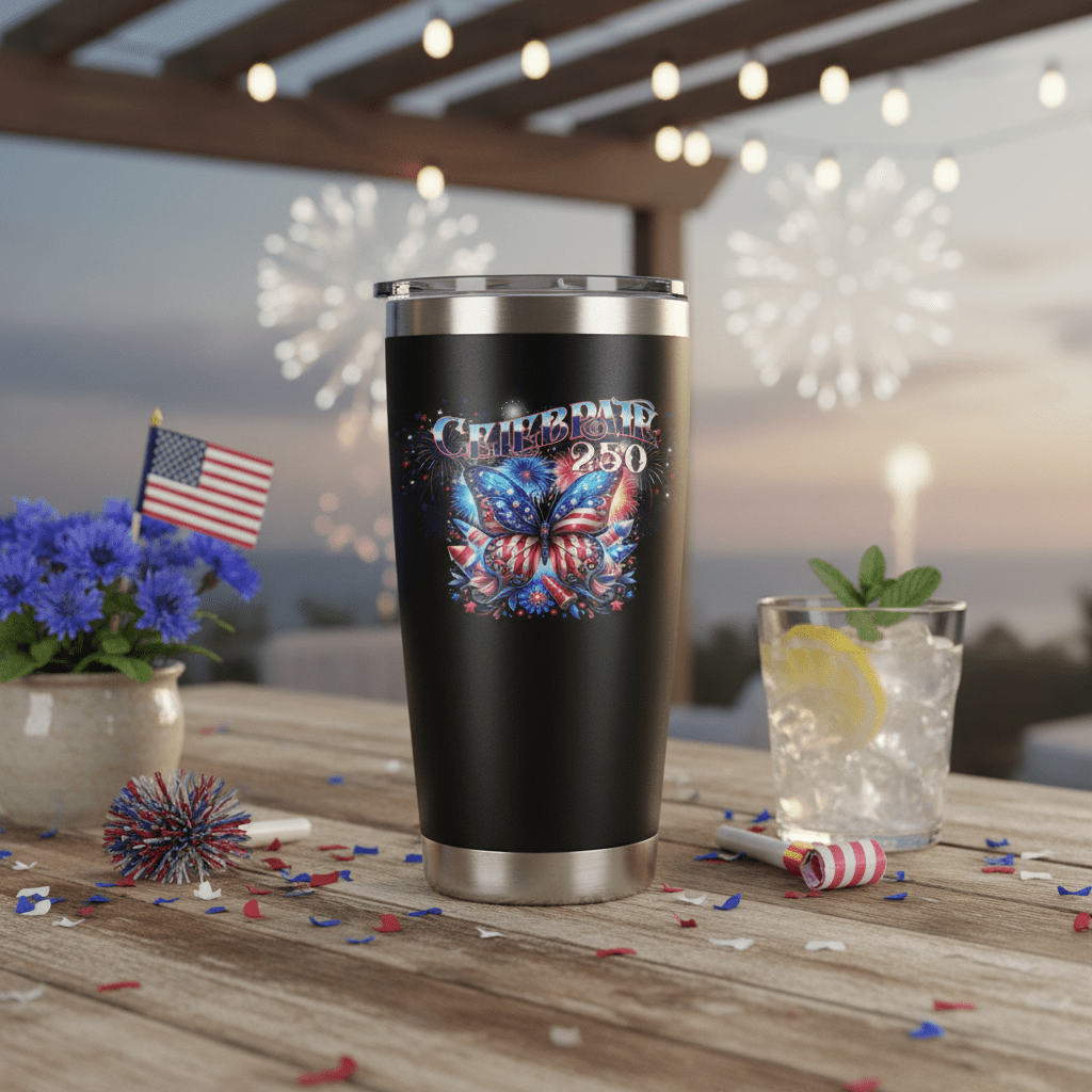 US Celebrates 250 Stainless Steel Tumbler - 20 oz BUTTERFLY - US Celebrates 250