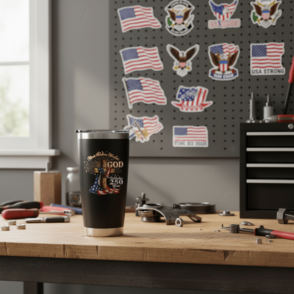 US Celebrates 250 Stainless Steel Tumbler - 20 oz GOD - N - CITY - US Celebrates 250