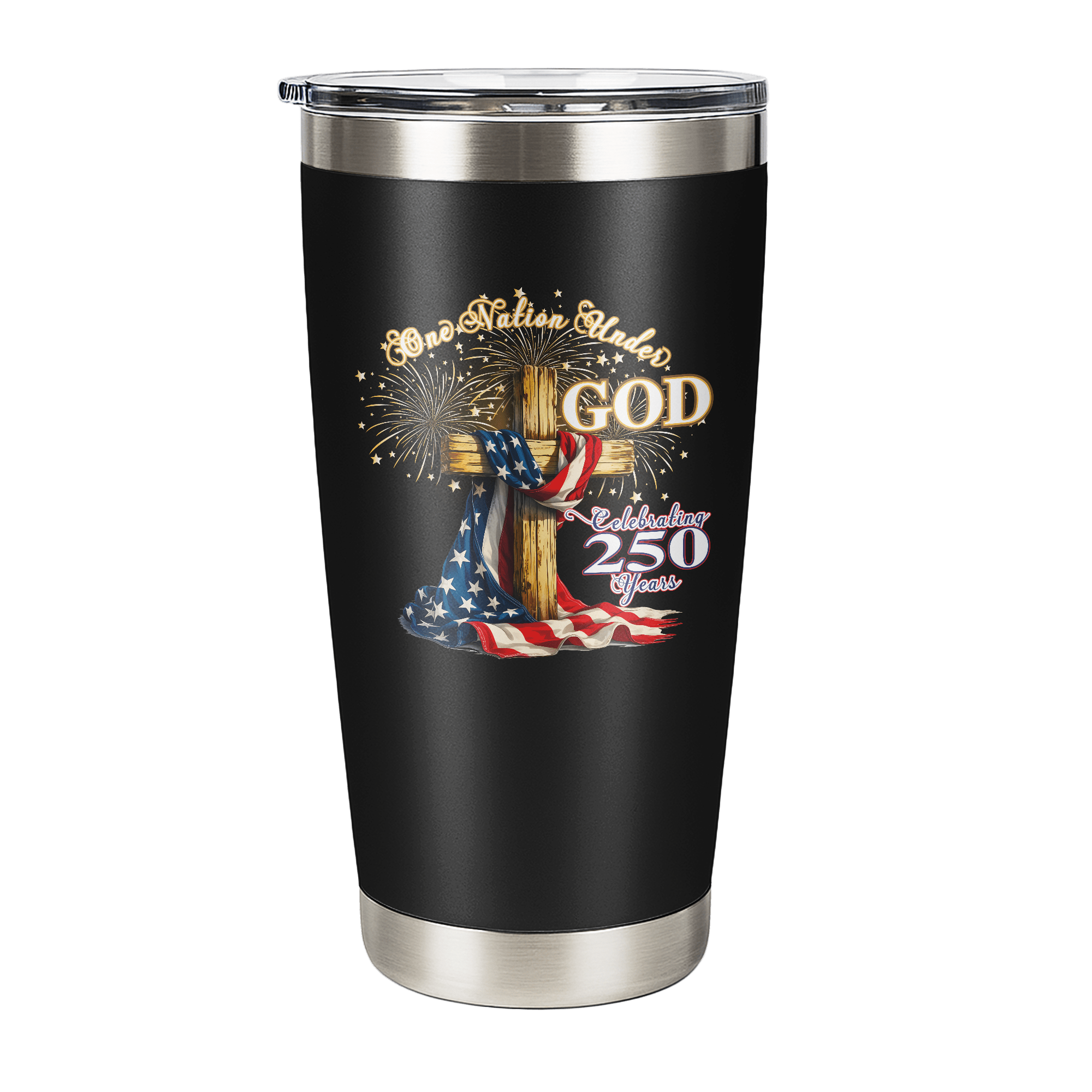 US Celebrates 250 Stainless Steel Tumbler - 20 oz GOD - N - CITY - US Celebrates 250