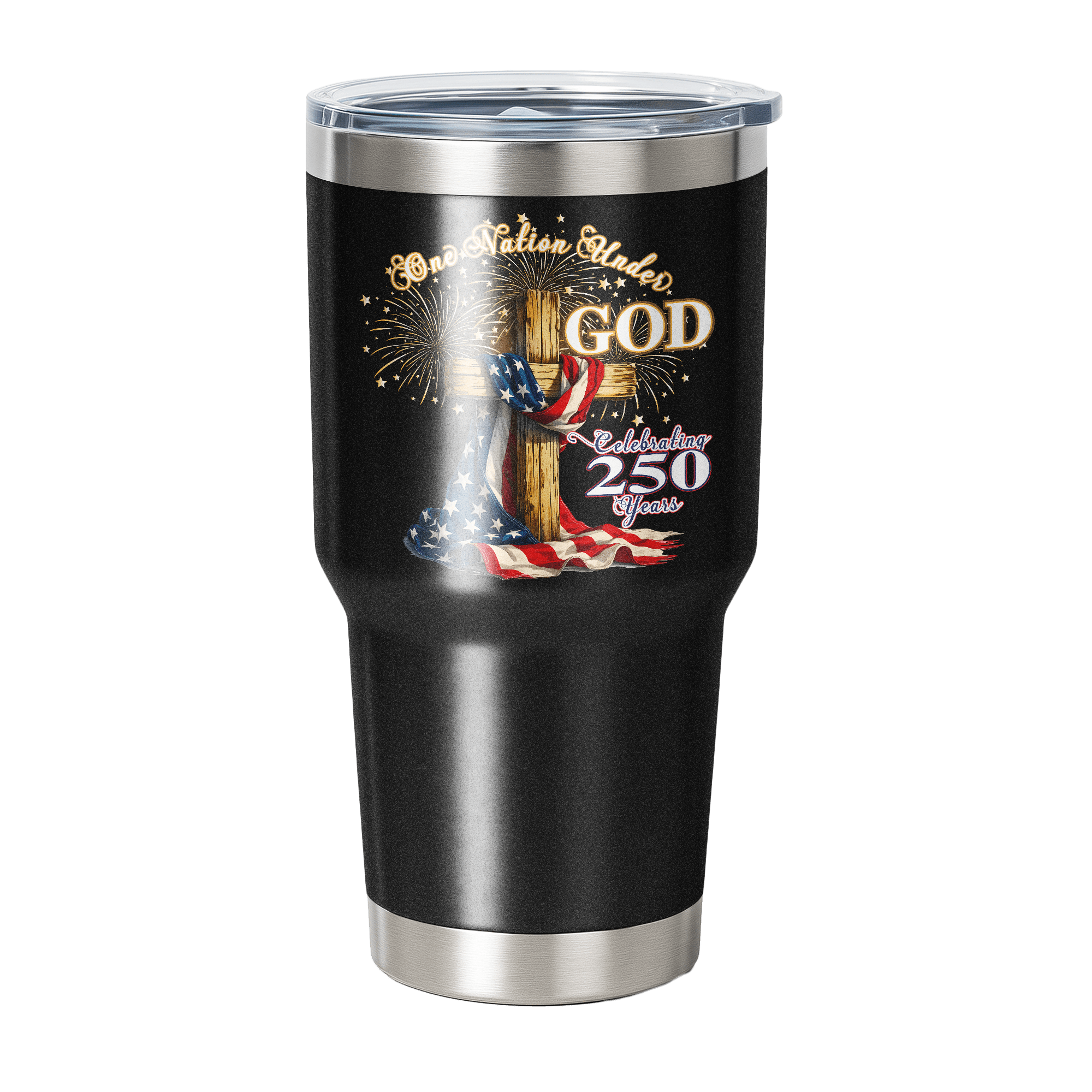 US Celebrates 250 Stainless Steel Tumbler - 30 oz GOD - N - CITY - US Celebrates 250