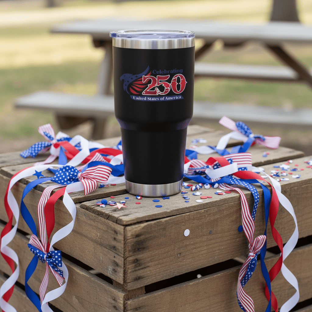 US Celebrates 250 Stainless Steel Tumbler - 30 oz MAIN LOGO - US Celebrates 250