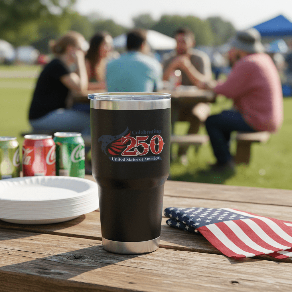 US Celebrates 250 Stainless Steel Tumbler - 30 oz MAIN LOGO - US Celebrates 250