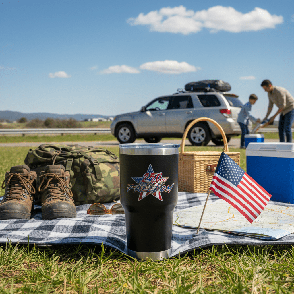 US Celebrates 250 Stainless Steel Tumbler - 30 oz STAR FREE - US Celebrates 250