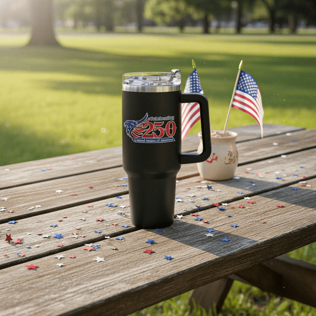 US Celebrates 250 Stainless Steel Tumbler - 40 oz MAIN LOGO - US Celebrates 250