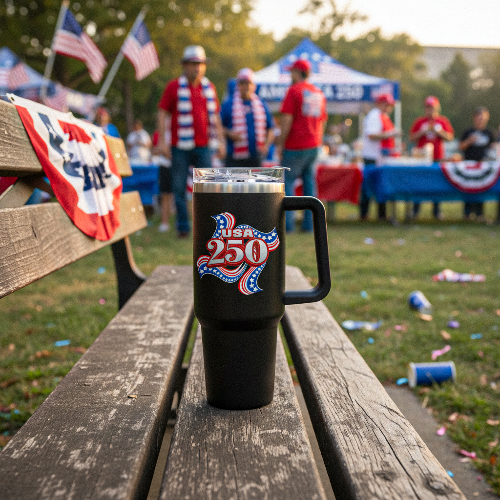 US Celebrates 250 Stainless Steel Tumbler - 40 oz RIBBON - US Celebrates 250