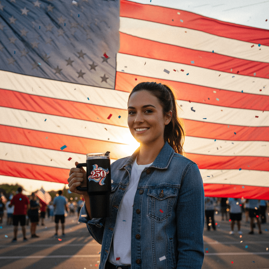 US Celebrates 250 Stainless Steel Tumbler - 40 oz RIBBON - US Celebrates 250