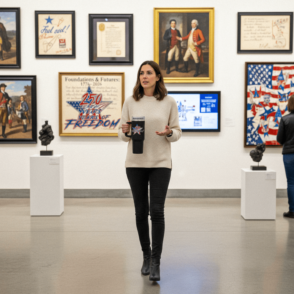 US Celebrates 250 Stainless Steel Tumbler - 40 oz STAR FREE - US Celebrates 250