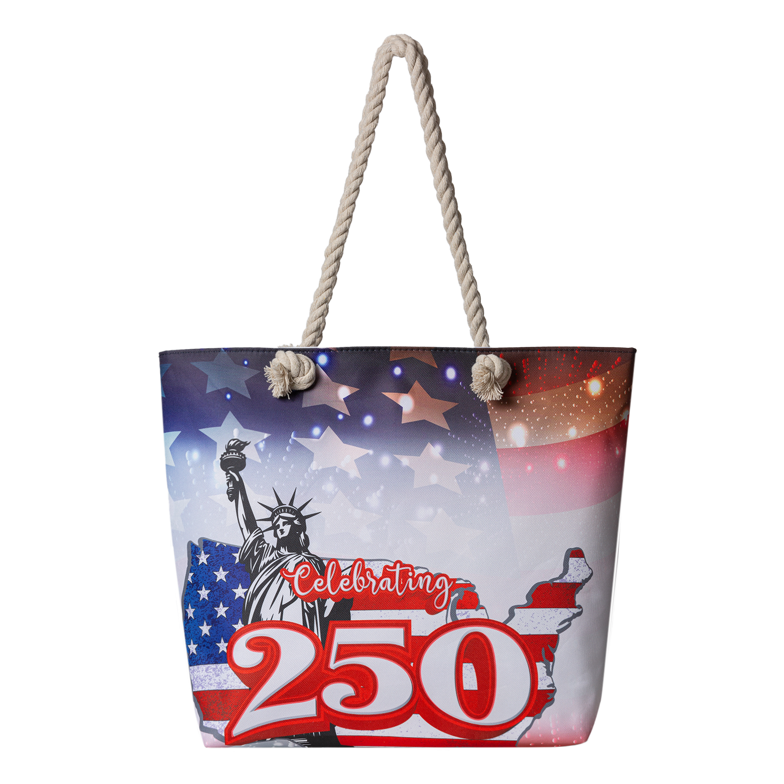 US Celebrates 250 Tote Bag - xsp - LBRT MAP Edition - US Celebrates 250
