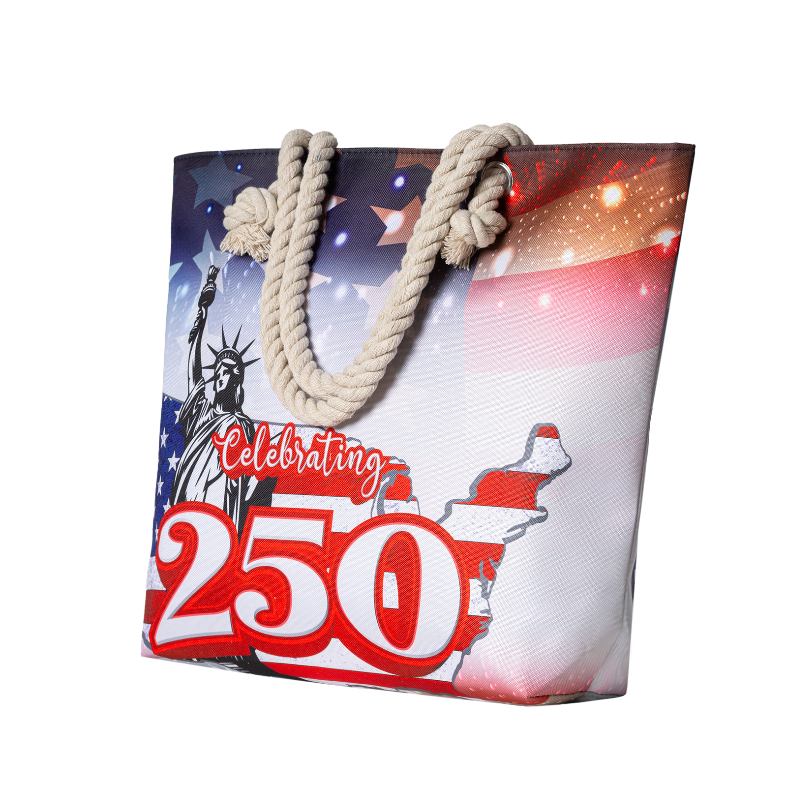 US Celebrates 250 Tote Bag - xsp - LBRT MAP Edition - US Celebrates 250