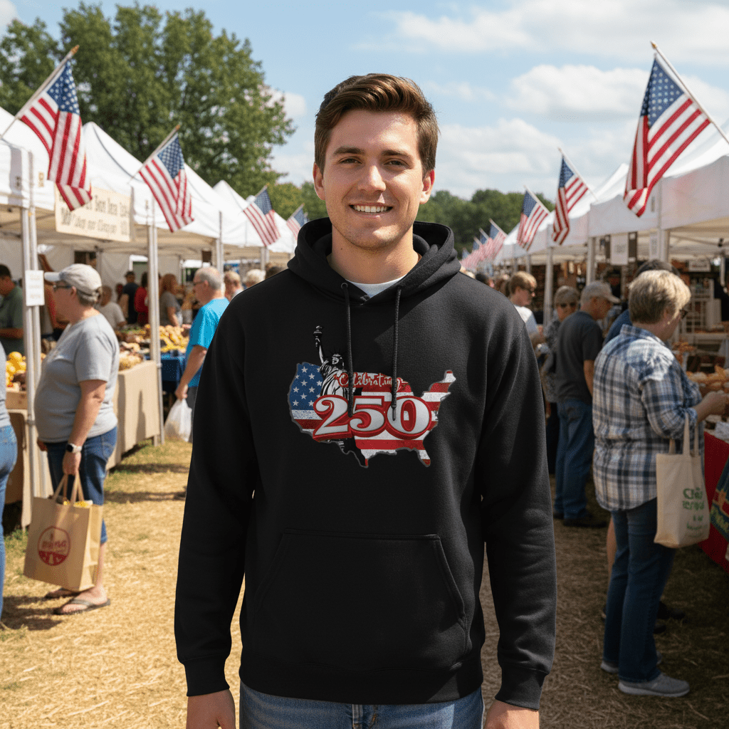 US Celebrates 250 Unisex Graphic Hoodie - LBRT MAP - US Celebrates 250