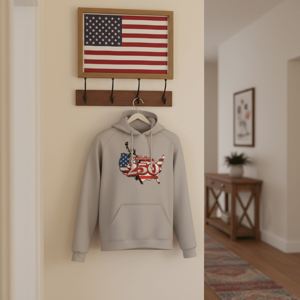 US Celebrates 250 Unisex Graphic Hoodie - LBRT MAP - US Celebrates 250