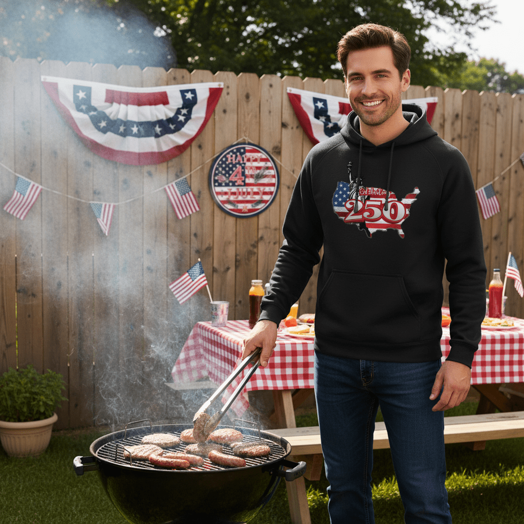 US Celebrates 250 Unisex Graphic Hoodie - LBRT MAP - US Celebrates 250