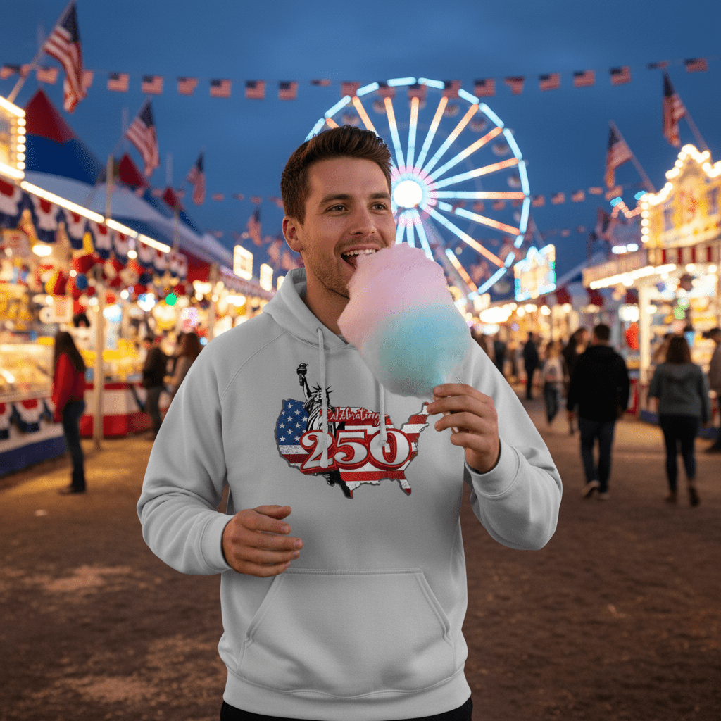 US Celebrates 250 Unisex Graphic Hoodie - LBRT MAP - US Celebrates 250